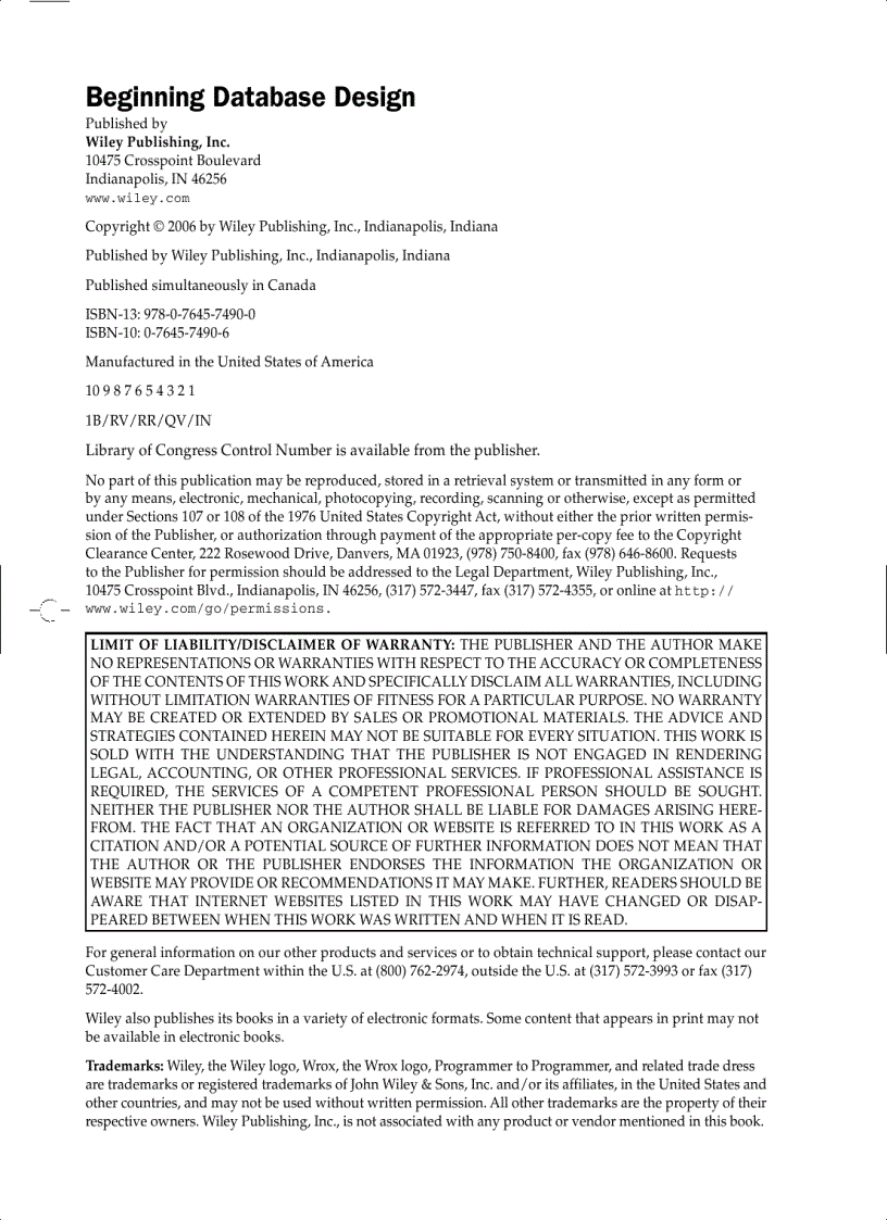 image for page Beginning Database Design Wrox Beginning Guides