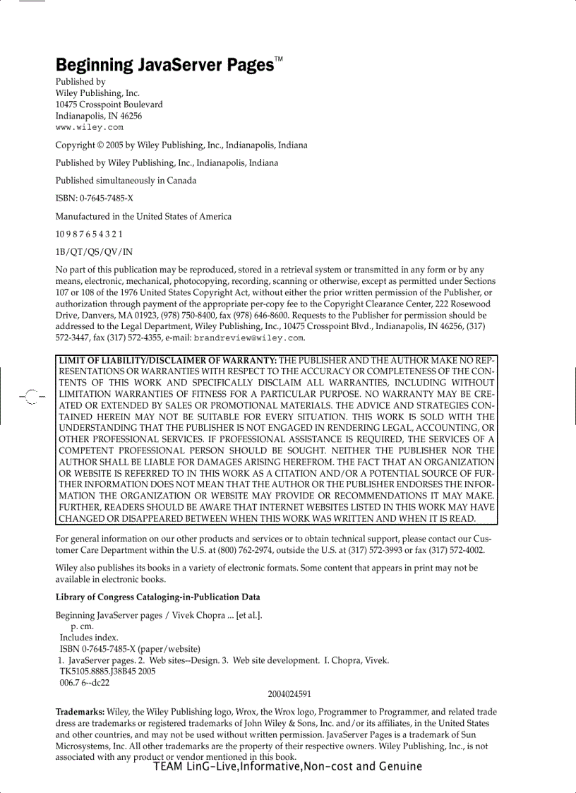image for page Beginning JavaServer Pages