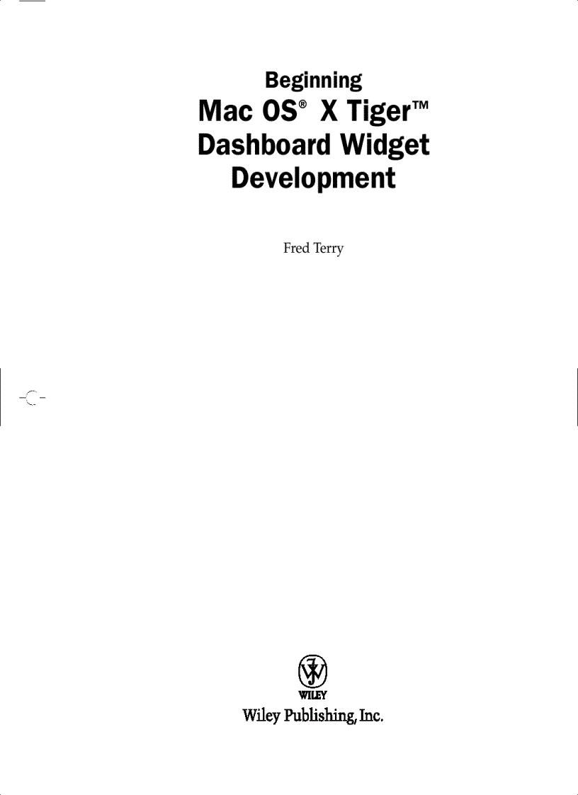 image for page Beginning Mac OS X Tiger Dashboard Widget Development