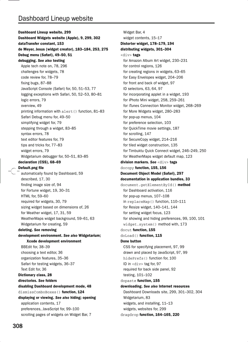 image for page Beginning Mac OS X Tiger Dashboard Widget Development