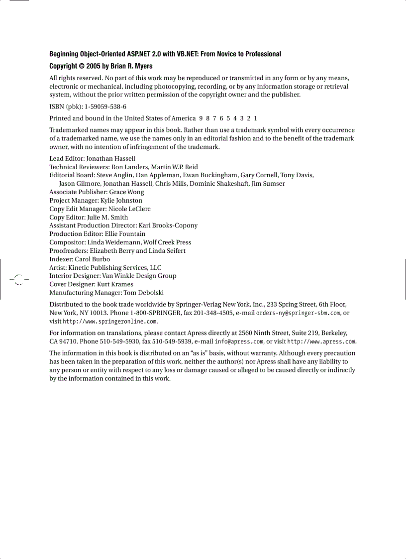 image for page Beginning Object Oriented ASP NET 2 0 with VB NET From Novice to Professional