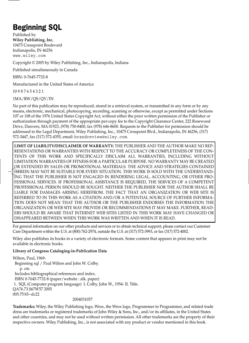 image for page Beginning SQL Programmer to Programmer