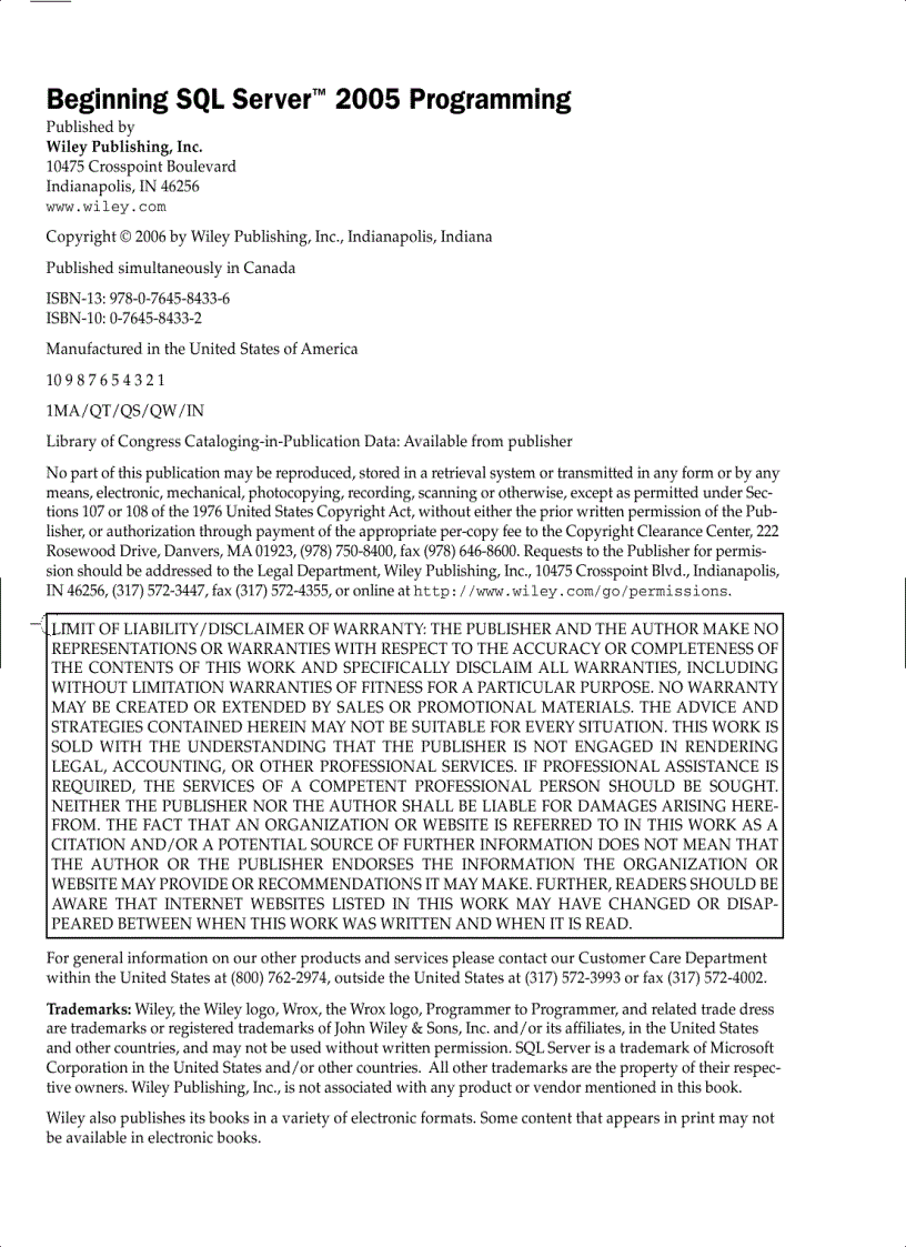 image for page Beginning SQL Server 2005 Programming Feb 2006