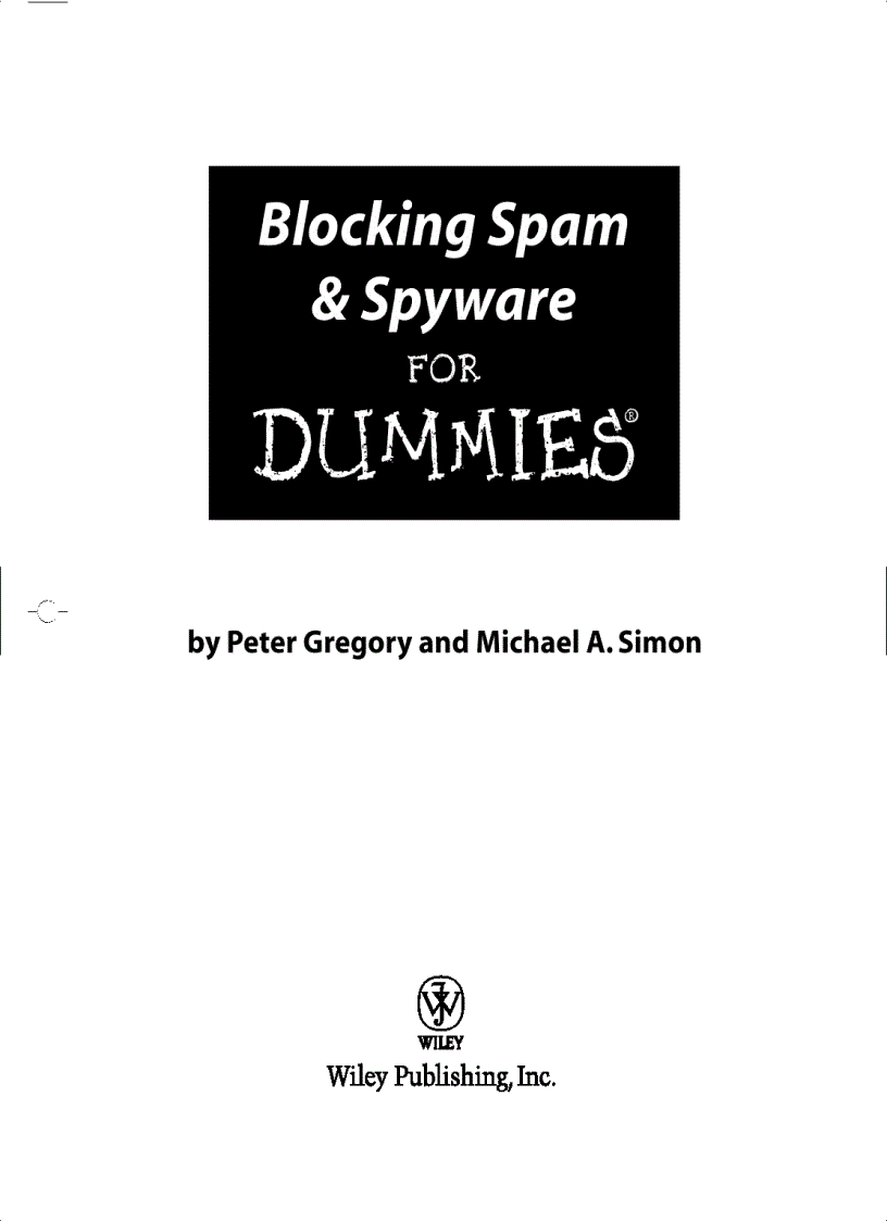 image for page Blocking Spam and Spyware For Dummies