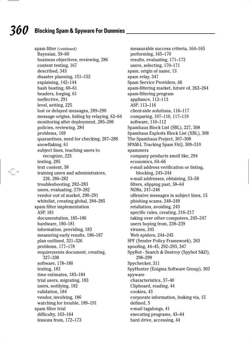image for page Blocking Spam and Spyware For Dummies