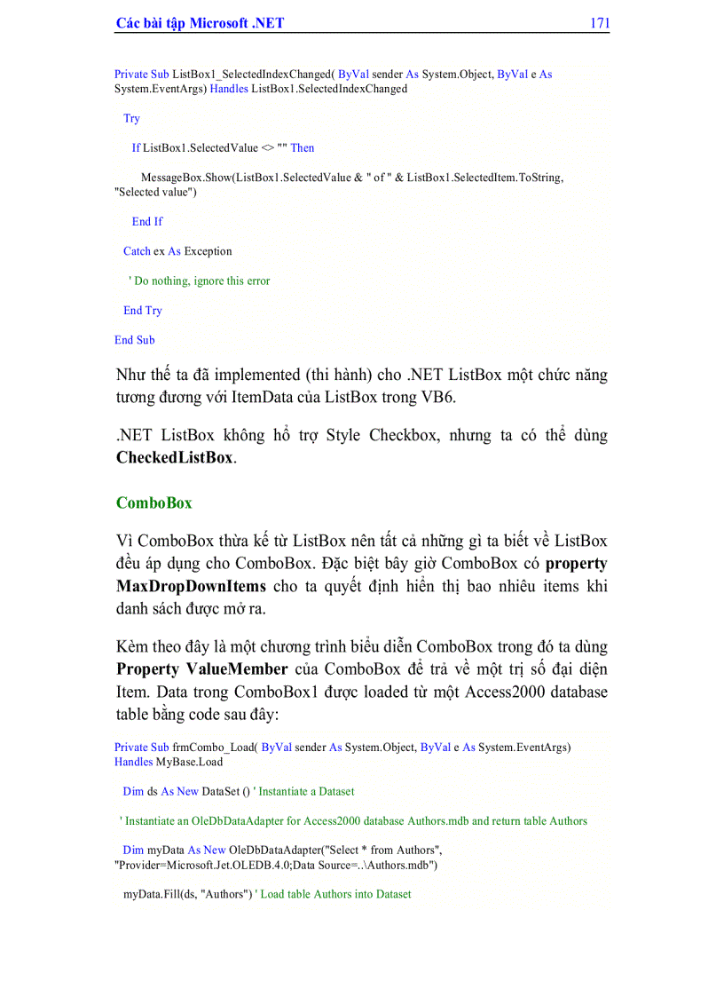 image for page Các Bài Tập Microsoft Visual Studio Net