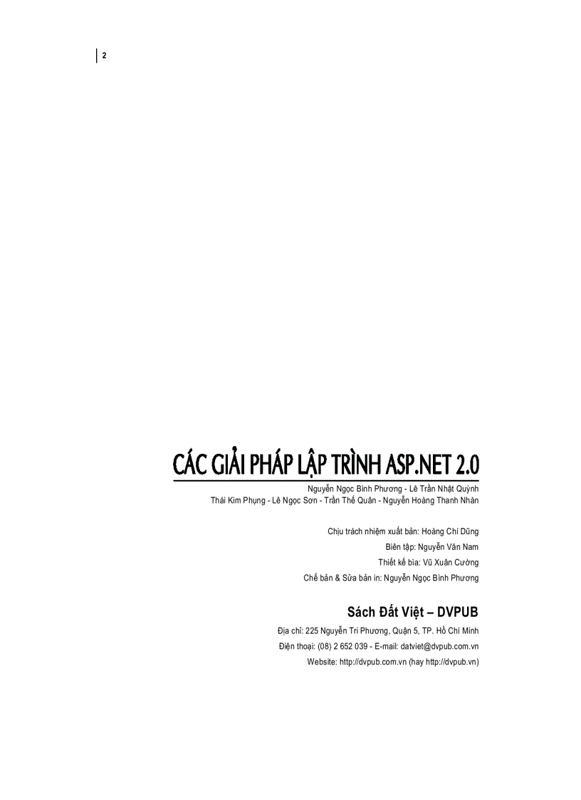 image for page Các Giải Pháp Lập Trình ASP NET 2 0 tập 1 1