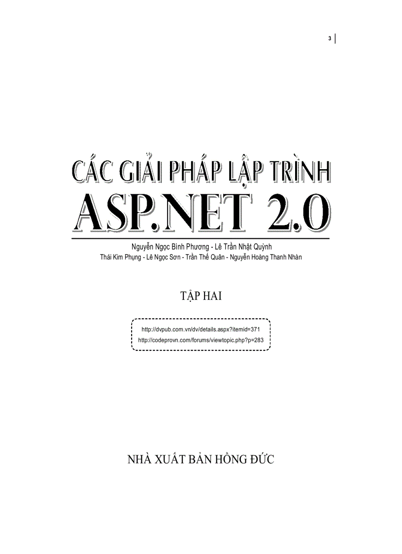 Các Giải Pháp Lập Trình ASP NET 2 0 tập 1 1