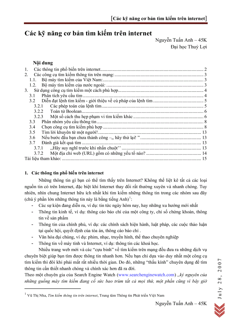 image for page Các kỹ năng cơ bản tìm kiếm trên Internet