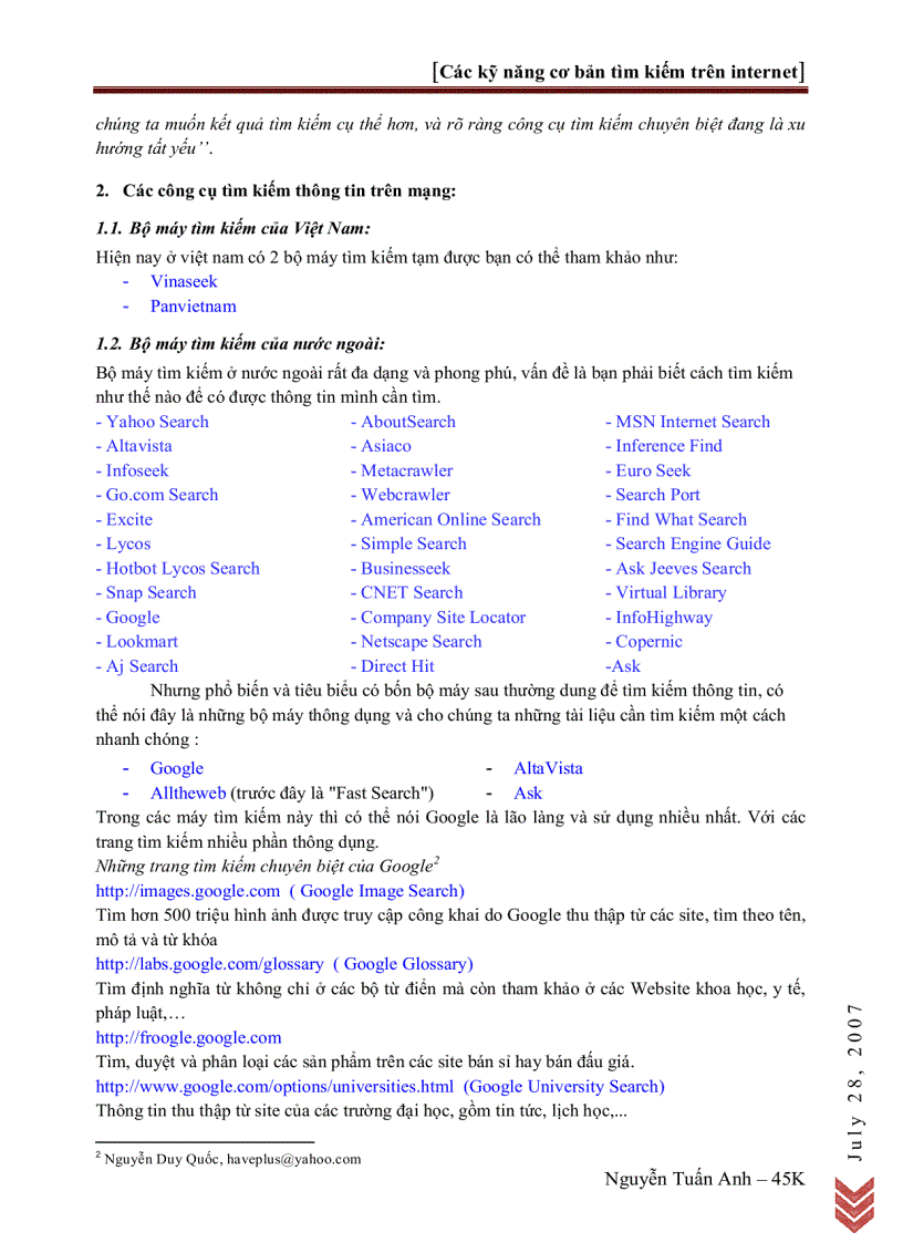 image for page Các kỹ năng tìm kiếm cơ bản trên internet