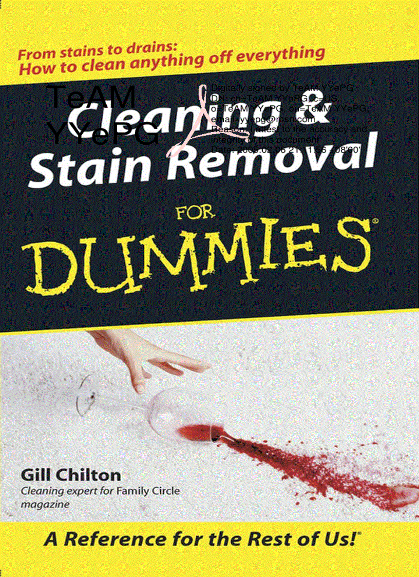 image for page Cleaning Stain Removal for Dummies For Dummies