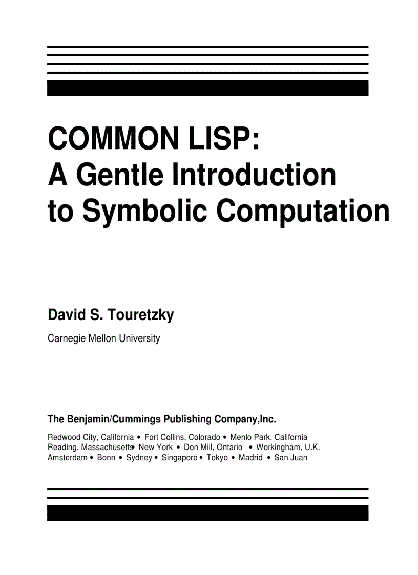 image for page Common Lisp A Gentle Introduction to Symbolic Computation