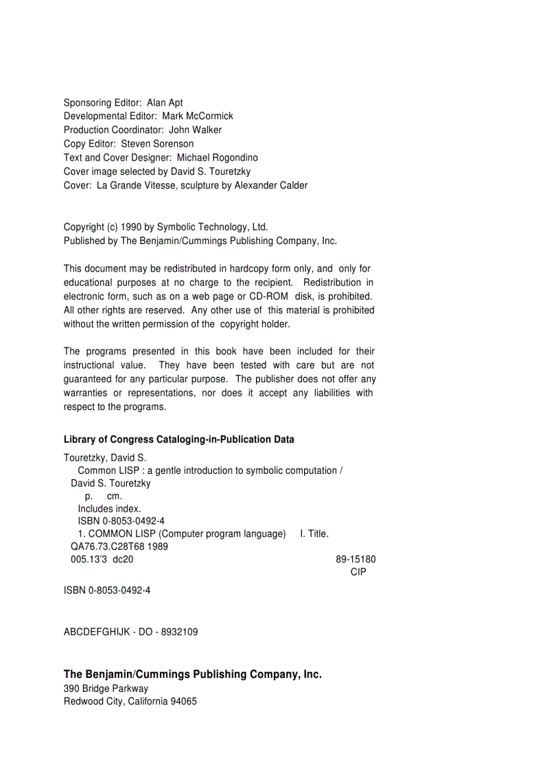 image for page Common Lisp A Gentle Introduction to Symbolic Computation