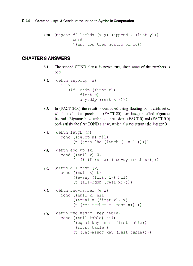 image for page Common Lisp A Gentle Introduction to Symbolic Computation