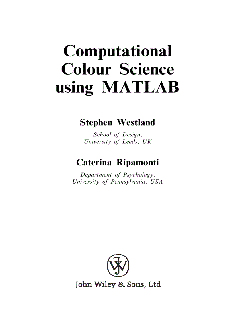 image for page Computational Colour Science using MATLAB
