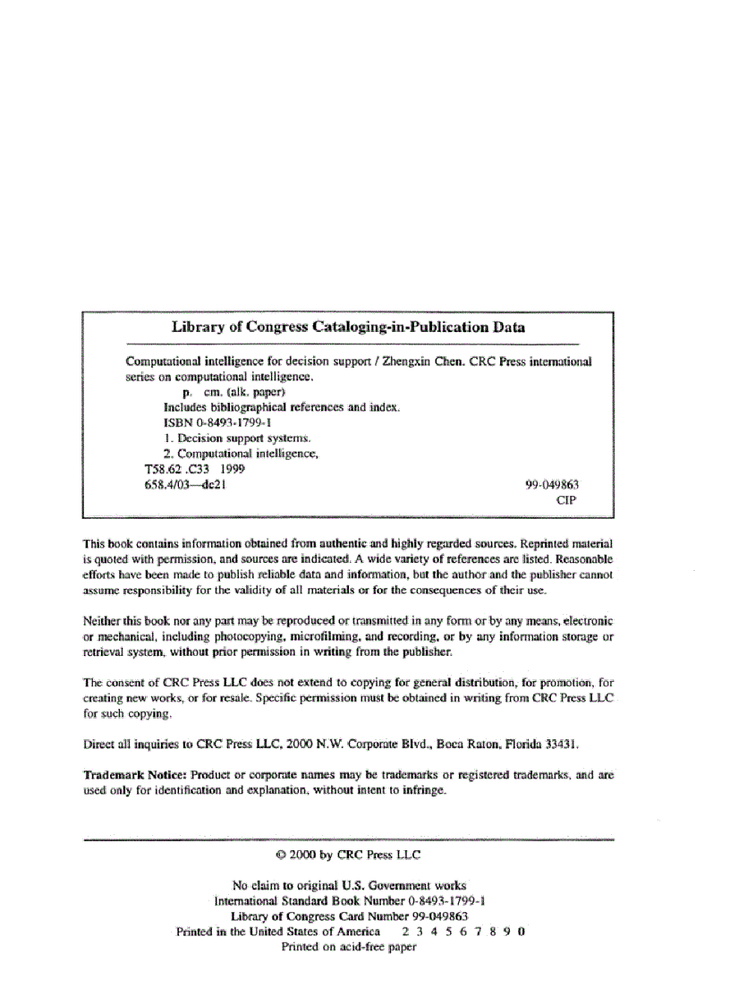 image for page Computational Intelligence For Decision Support