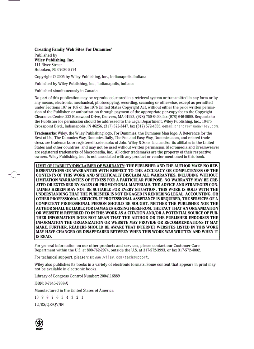 image for page Creating Family Web Sites For Dummies