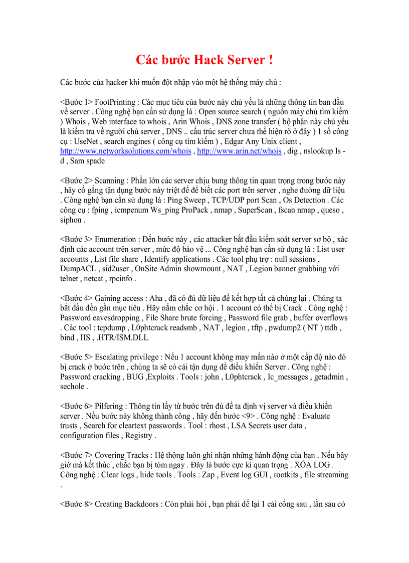 image for page Các bước Hack Server 1