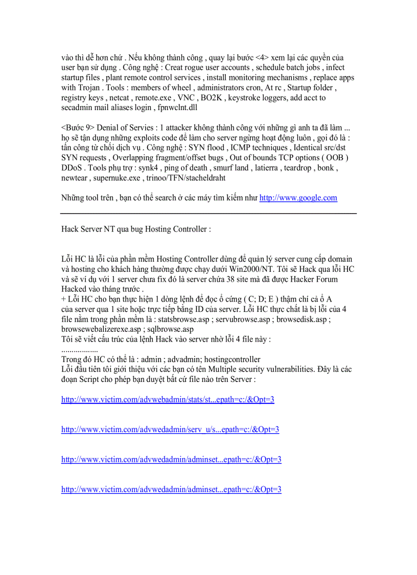 Các bước Hack Server 1