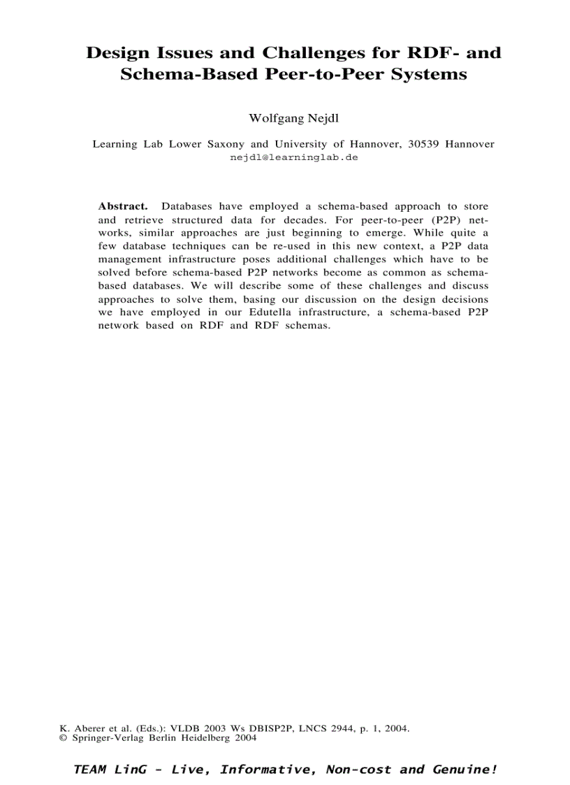 image for page Databases Information Systems and Peer to Peer Computing Second International Workshop