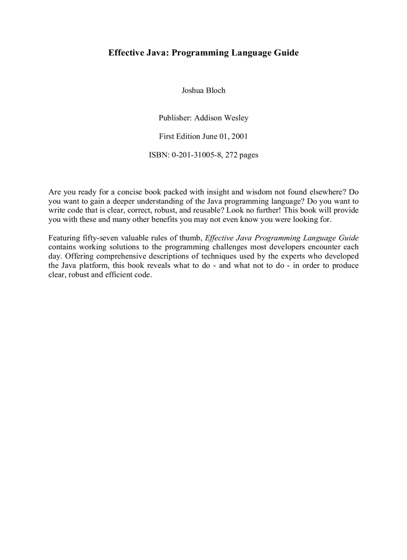 image for page Effective Java Programming Language Guide