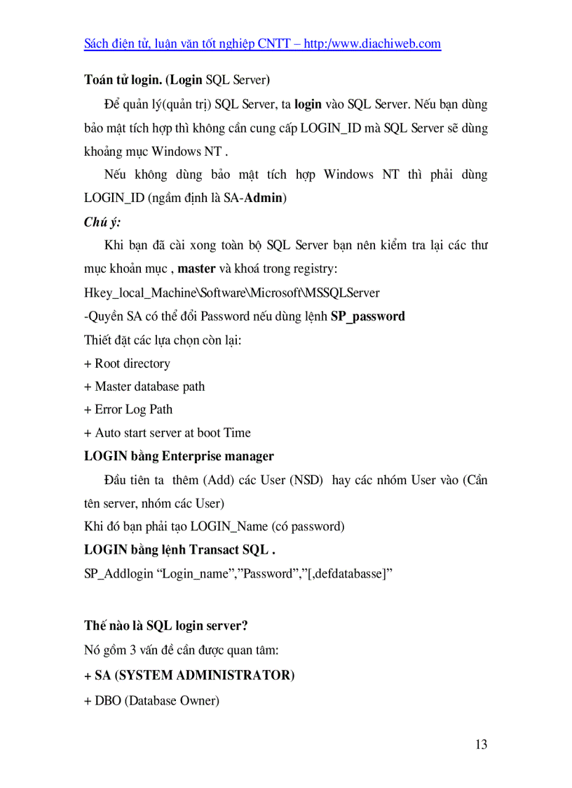 image for page Giáo trình SQL server 7 0