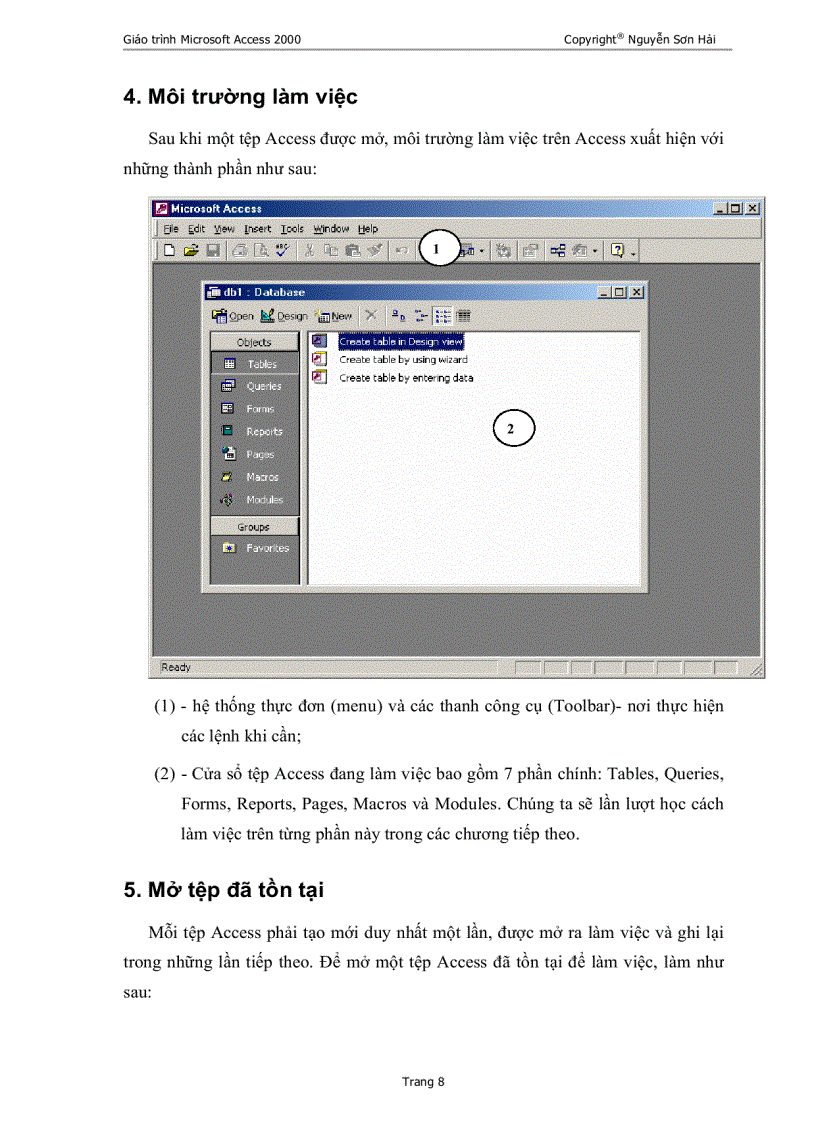 image for page Giáo trình sử dụng và lập trình với Access 2000