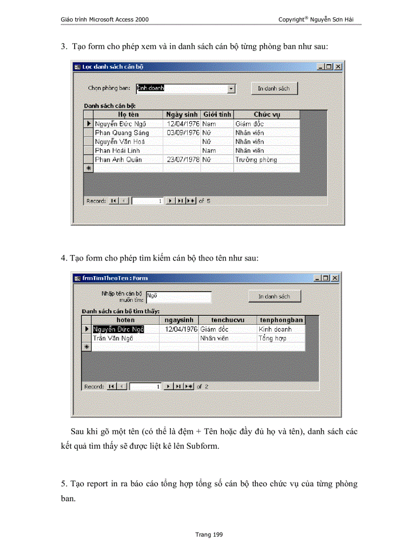 image for page Giáo trình sử dụng và lập trình với Access 2000
