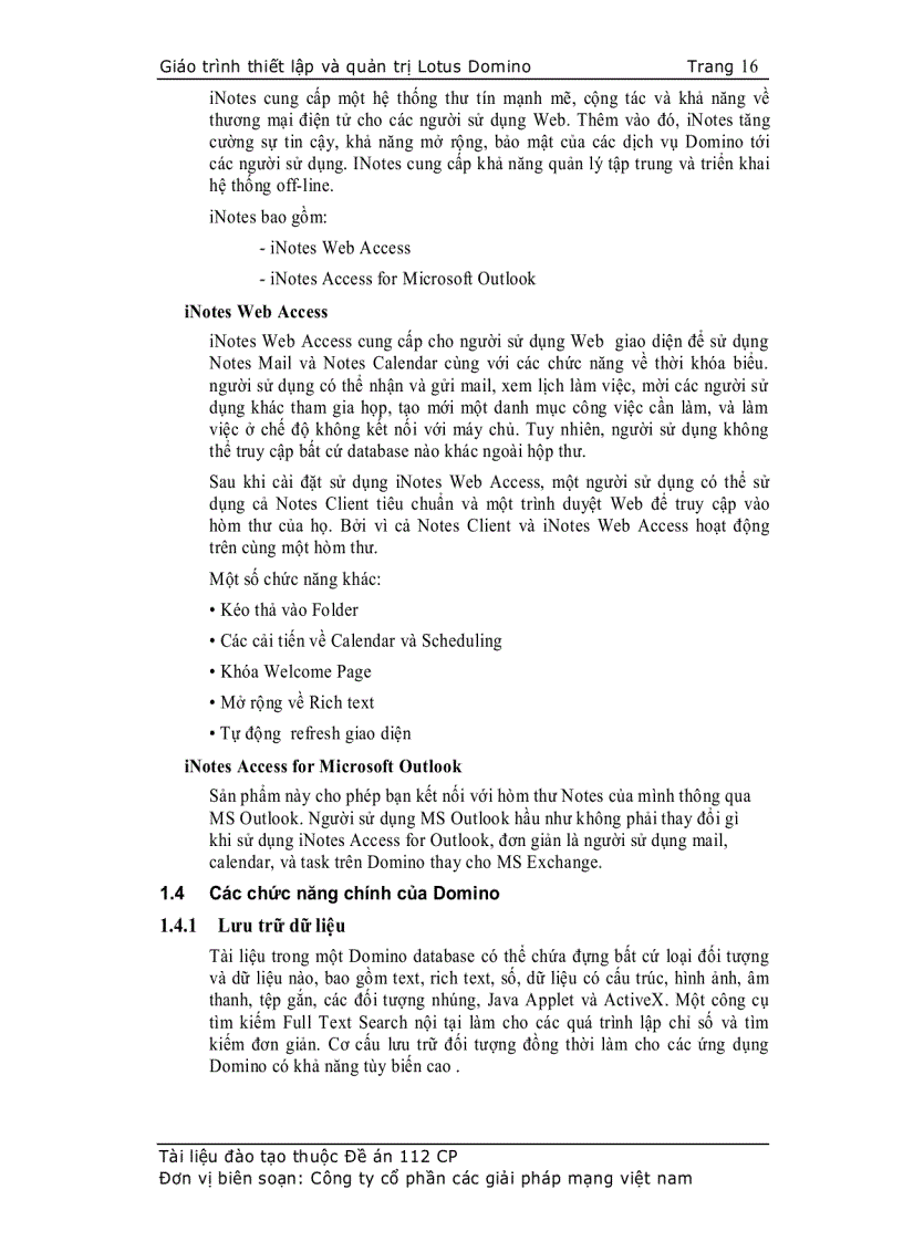 image for page Giáo trình thiết lập và quản trị Lotus Domino