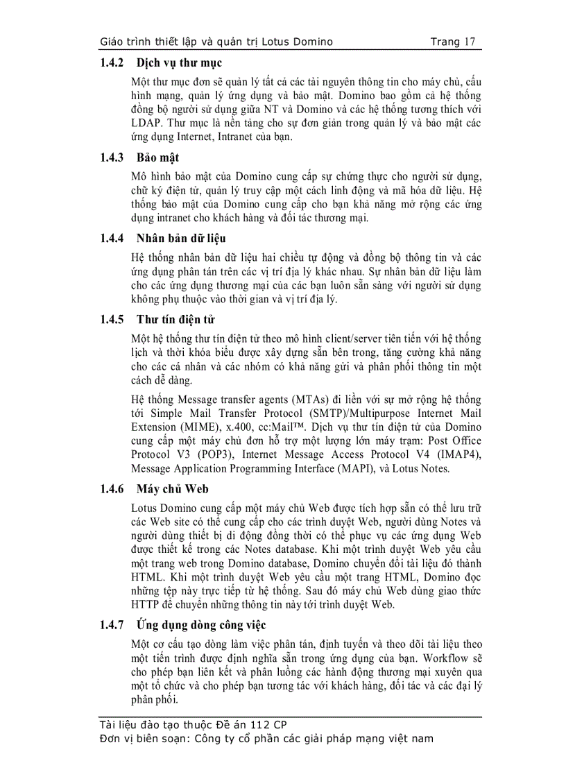 image for page Giáo trình thiết lập và quản trị Lotus Domino