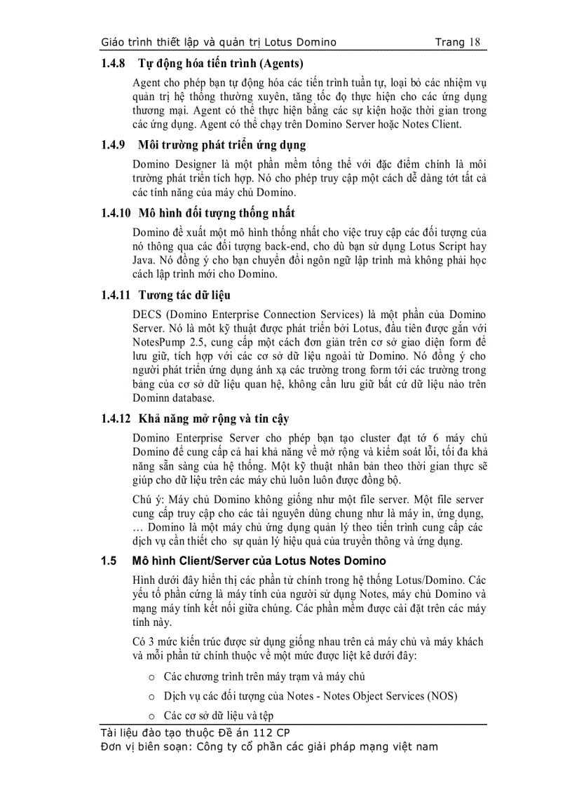 image for page Giáo trình thiết lập và quản trị Lotus Domino