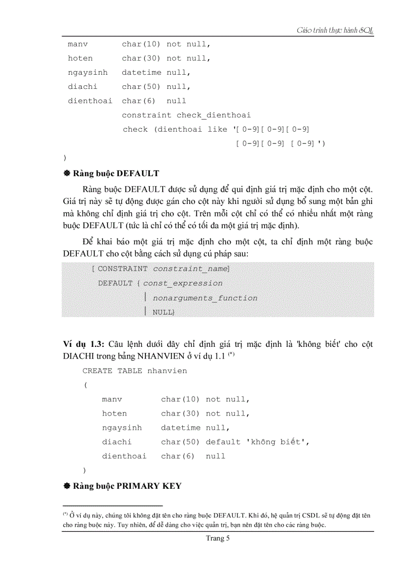 Giáo trình thực hành SQL Đại Học Huế