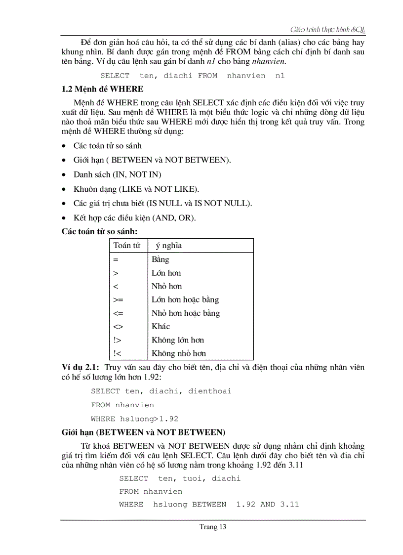 image for page Giáo Trình Thực Hành SQL