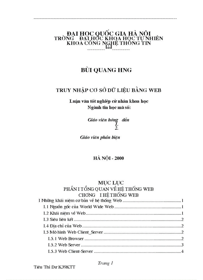 image for page Giáo Trình Truy Nhập Cơ Sở Dữ Liệu Bằng web