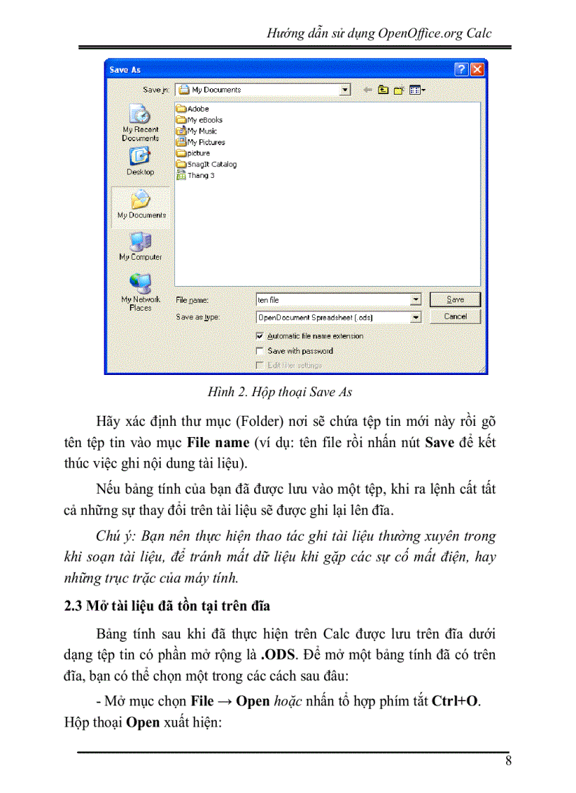 image for page Hướng dẫn sử dụng phần mềm bản tính điện tử OpenOffice org Calc