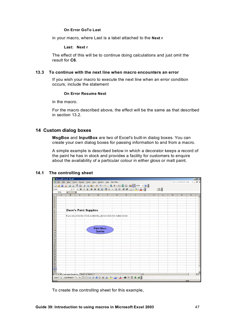 image for page Introduction to using Macros in Microsoft Excel 2003