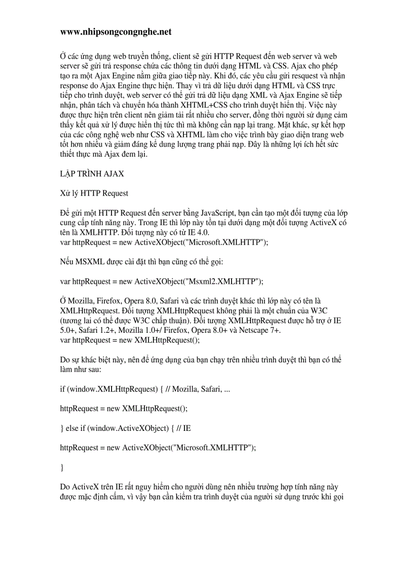 image for page Kỹ thuật lập trình Ajax