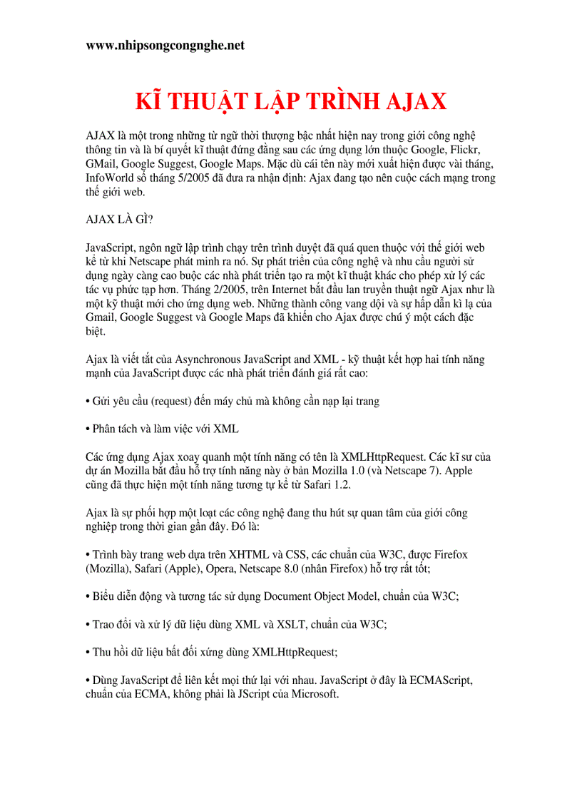 image for page Kỹ Thuật Lập Trình Ajax 1