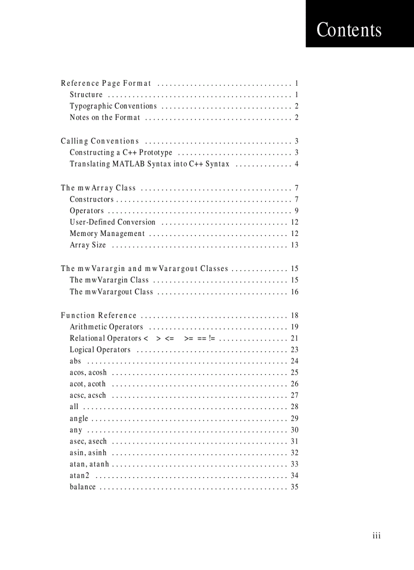 Matlab C Math Library