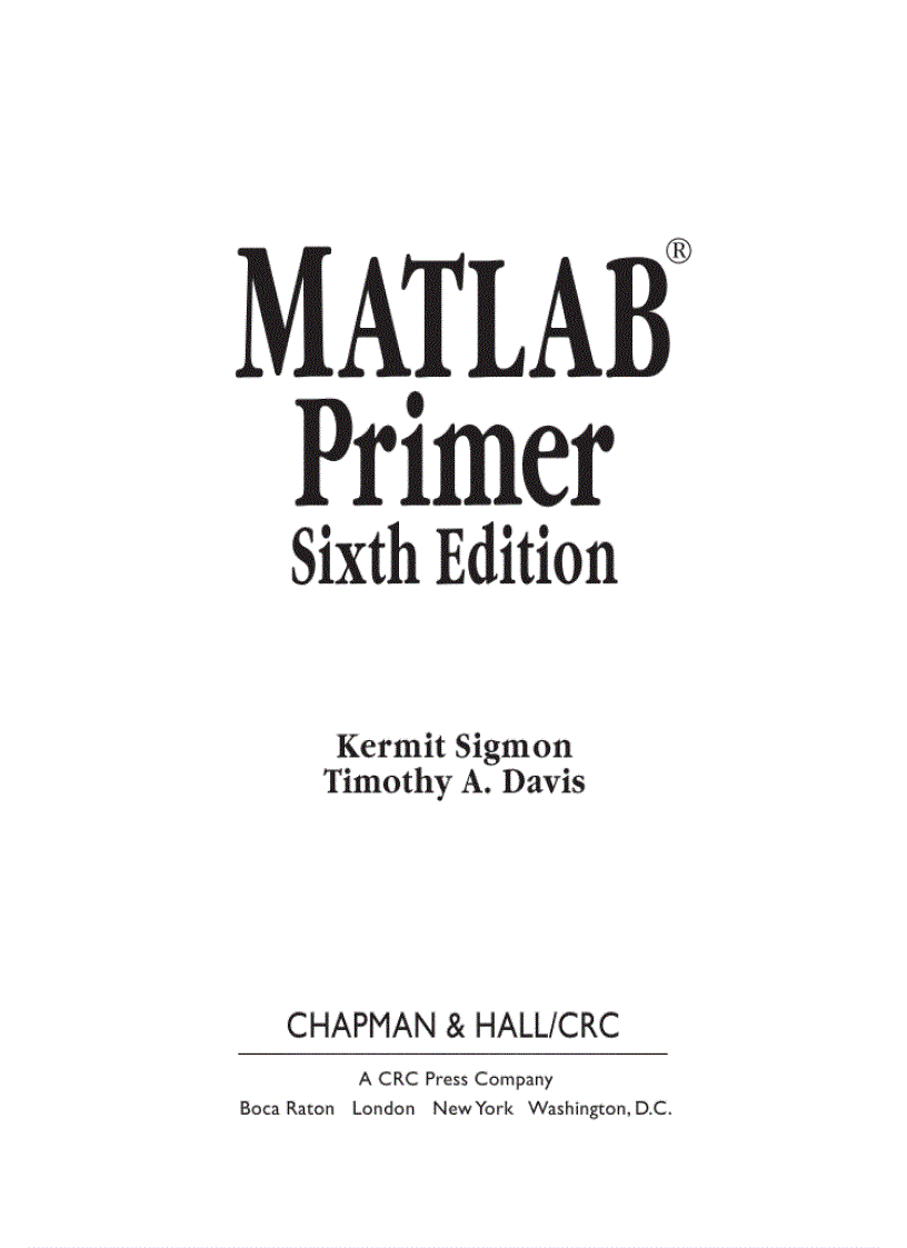 MATLAB Primer 6th Edition