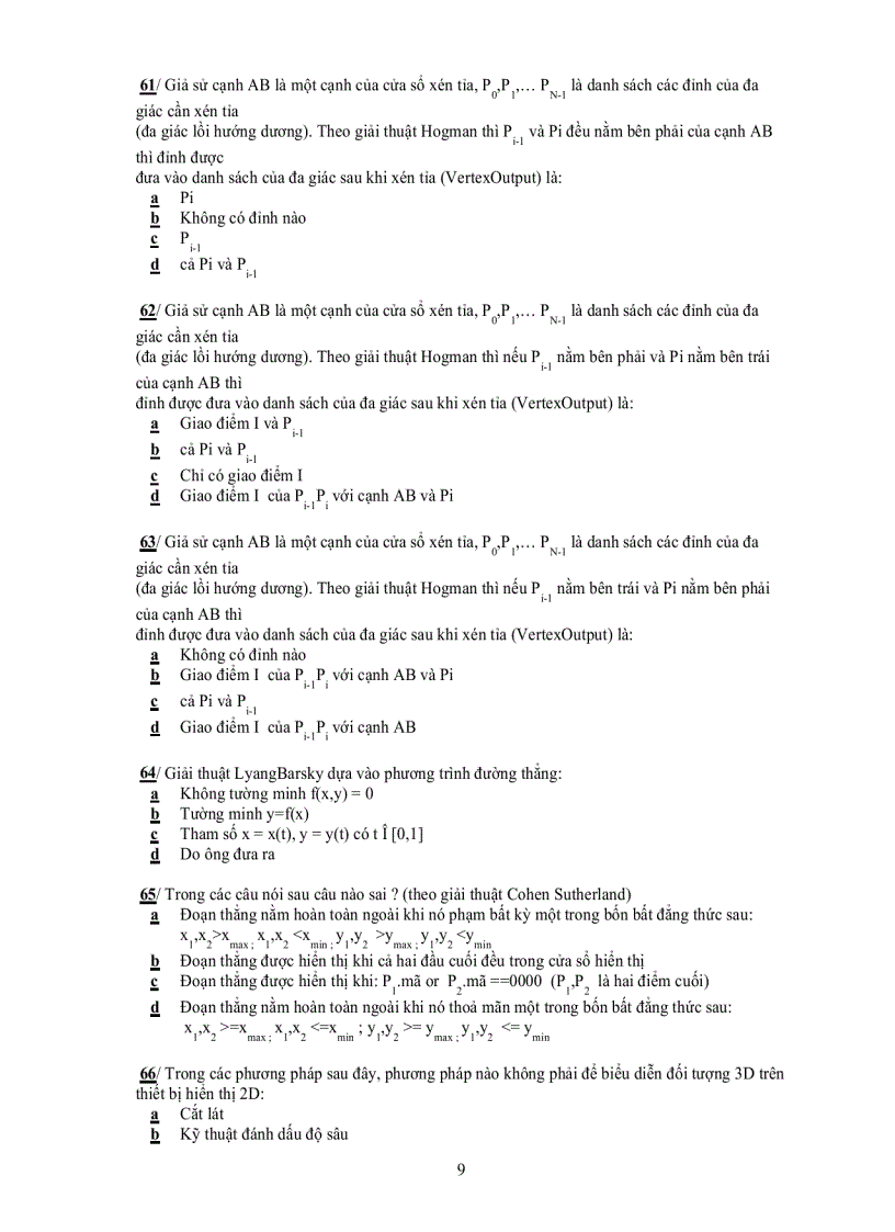 image for page Ngân hàng đề thi Kỹ thuật đồ họa