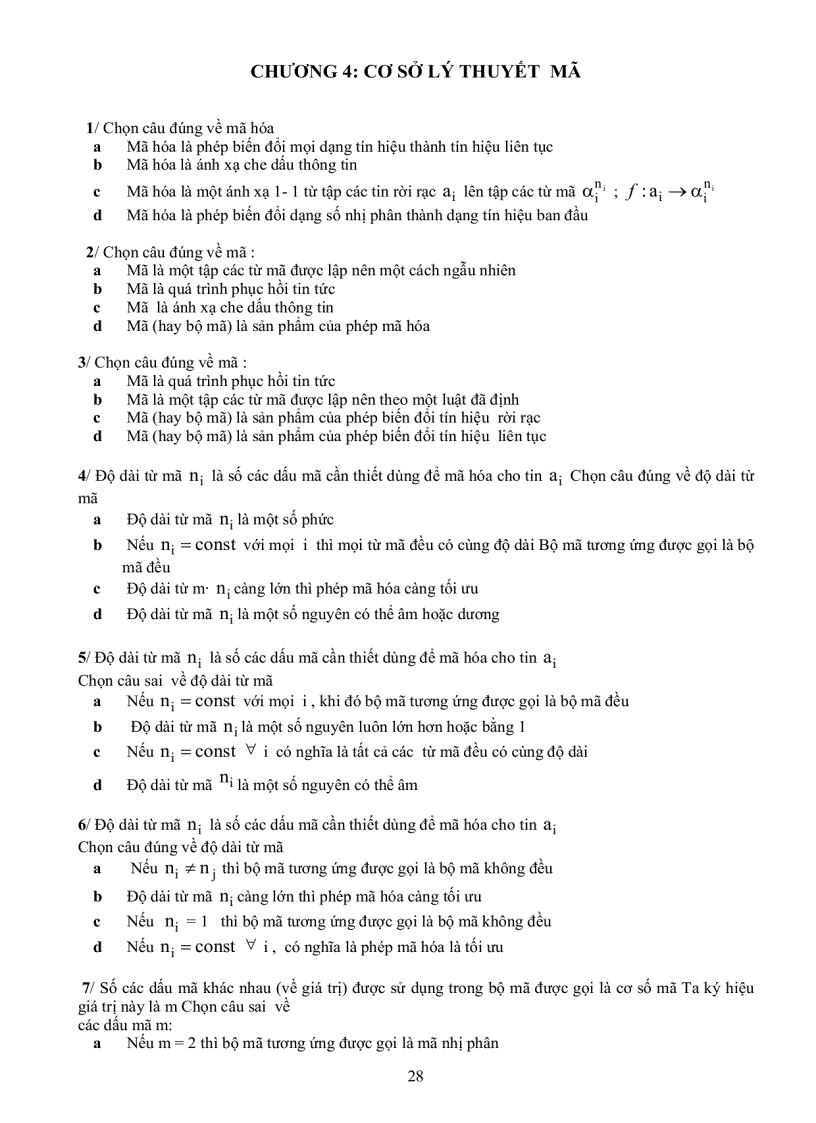 image for page Ngân hàng đề thi Lý thuyết thông tin