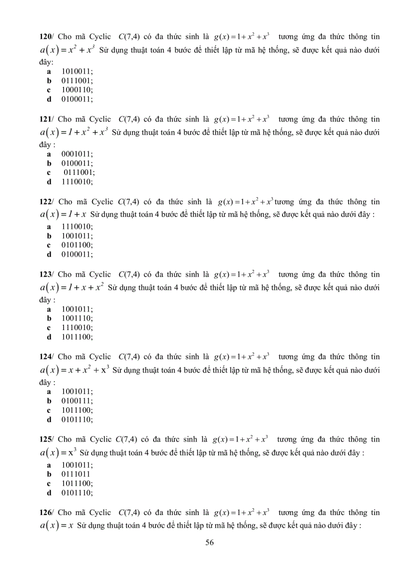 image for page Ngân hàng đề thi Lý thuyết thông tin