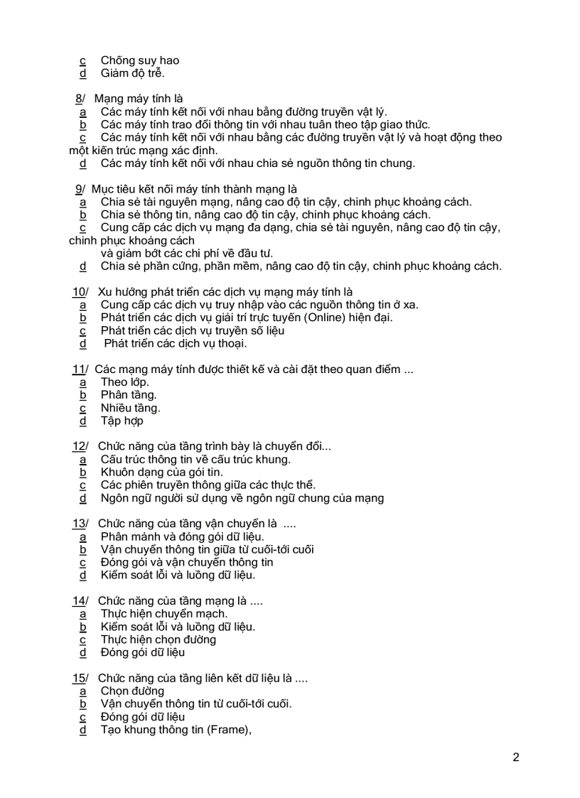 image for page Ngân hàng đề thi Mạng máy tính