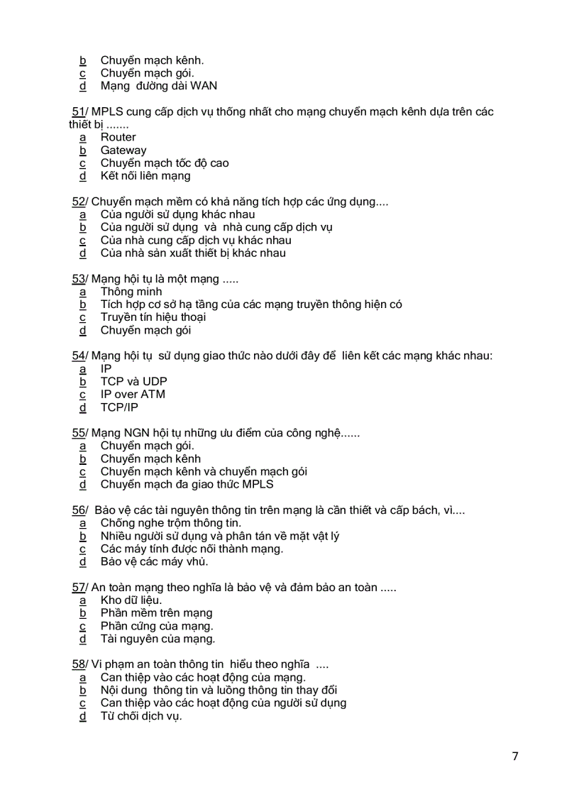 image for page Ngân hàng đề thi Mạng máy tính