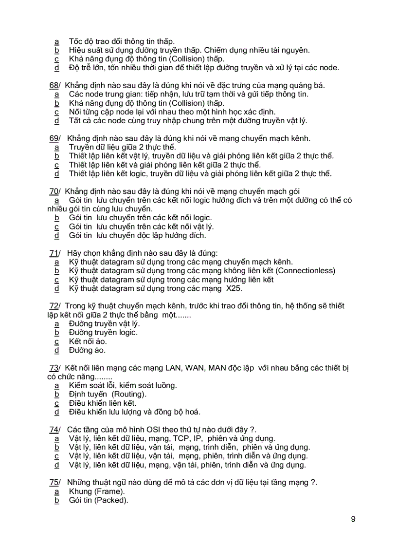 image for page Ngân hàng đề thi Mạng máy tính