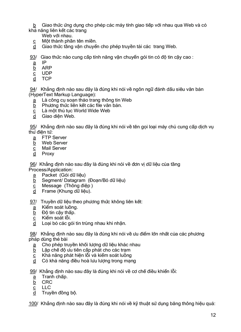 image for page Ngân hàng đề thi Mạng máy tính