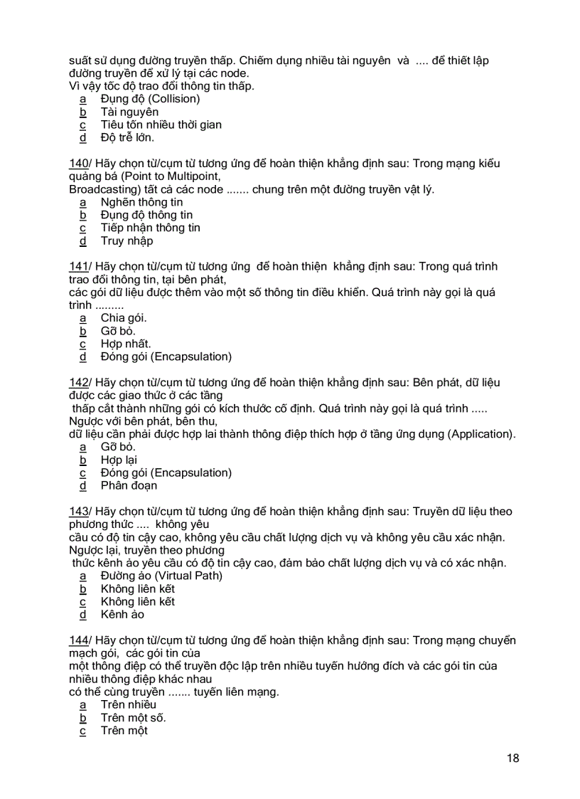 image for page Ngân hàng đề thi Mạng máy tính