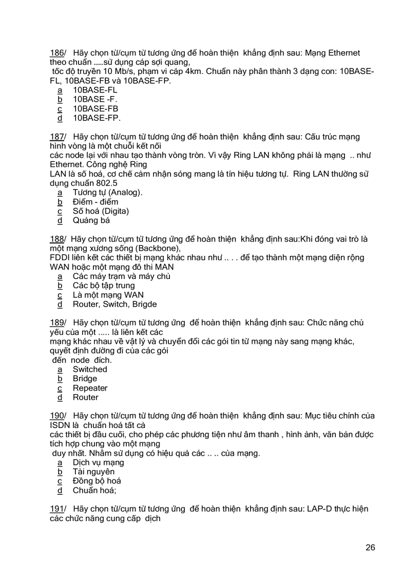 image for page Ngân hàng đề thi Mạng máy tính