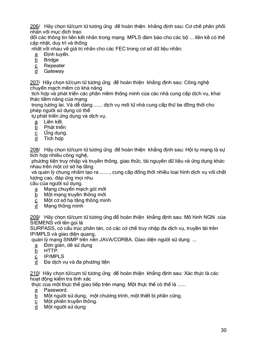 image for page Ngân hàng đề thi Mạng máy tính